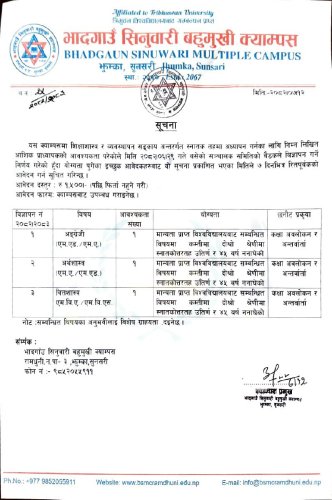 शिक्षक आवश्यकता  सम्बन्धमा 